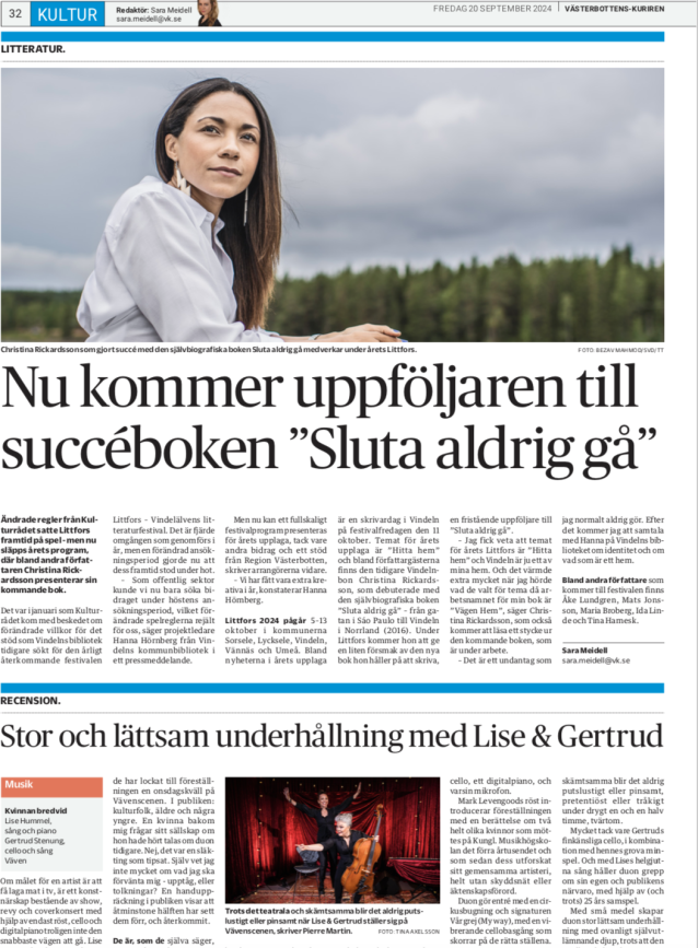 Västerbottens-Kuriren recension Kvinna bredvid 19/9 